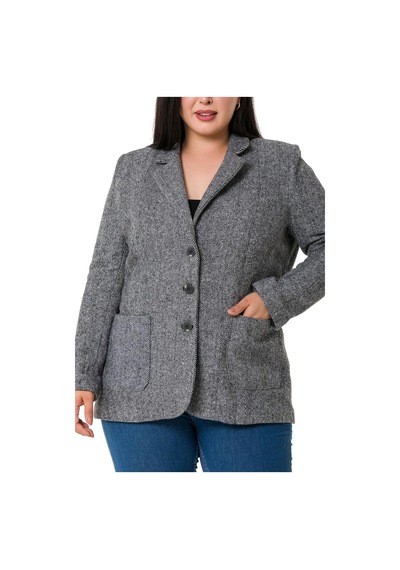 Disentis Büyük Beden Cepli Balıksırtı Blazer Astarlı Ekru Ceket-ekru Ekru