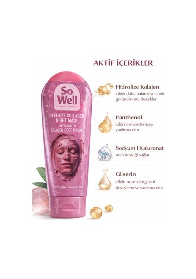 So Well Kolajen Gece Mask Soyulabilen Maske 100 Ml 2 Adet