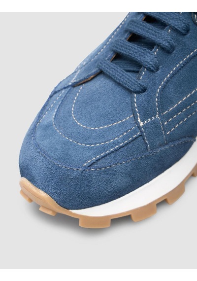 %100 Hakiki Deri Mavi Kadın Sneaker Mavi