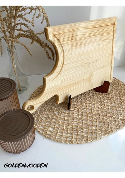 Balta Doğal Ahşap Sunum Tabağı Ahşap Sunumluk Beyaz Çam Boy:45cm En:27cm