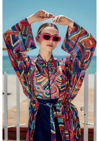Remsa Mayo Remsa Tesettür Mayo Üzerine Tek Kaftan Kimono Pareo Lacivert01 Rp029 Tuna Lacivert01