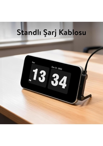 Dossimo 240w Ultra Hızlı Type-c Şarj Data Kablosu Katlanabilir Standlı 1.5m Örgülü 2 In 1 Stand+şarj Kablosu 1.5 M