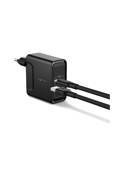 Spigen SteadiBoost F211 48 W Uyumlu iOS/Android/MacOS Hızlı Şarj Adaptörü Siyah - 000AD24973