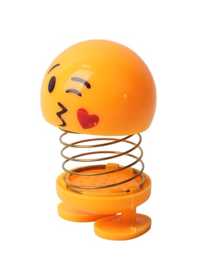 Öpücük Atan Emoji Smile Zıp Zıp Kafa 8 Cm Araba Torpido Süsü Masaüstü Dekoratif Figür Pasta Süsü Emoji
