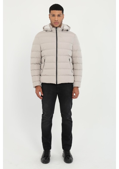 Dufy Erkek Slim Fit Kapüşonlu Taş Mont-18159
