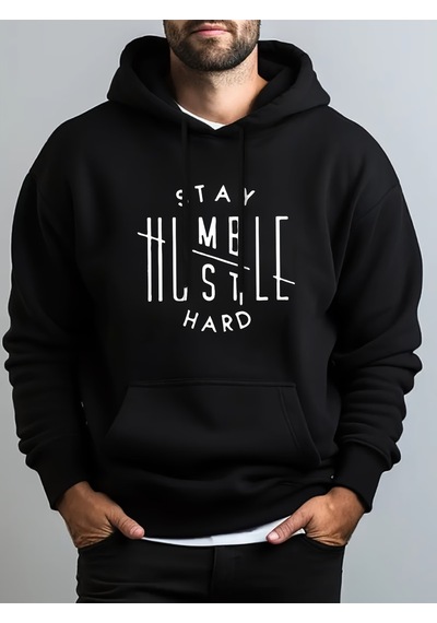 Uyguntarz Unisex Alcakgonullu Kal Baskılı Oversize Sweatshirt siyah