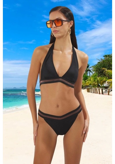 Ersefa Tasarım Bikini Takımı Klora Dayanıklı Yaz Koleksiyonu Uv Korumalı Siyah