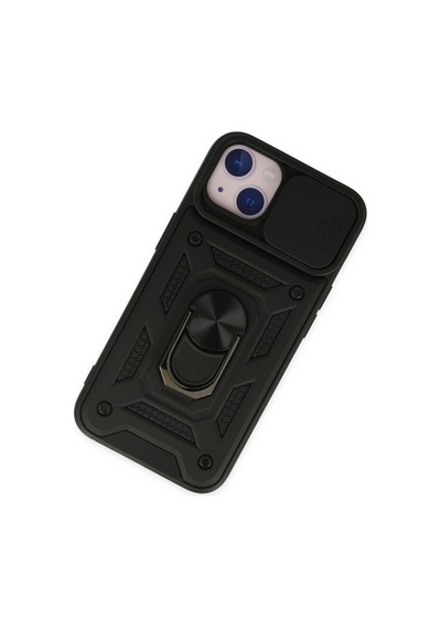 Apple iPhone  Uyumlu- 14 Kılıf Pars Lens Yüzüklü Silikon - Siyah