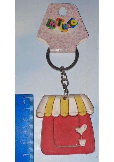 Küçük Plastik Ev Anahtarlık Kırmızı
