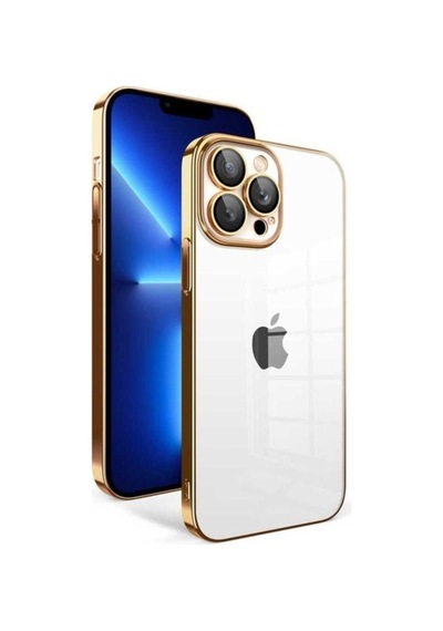Apple Uyumlu iPhone 12 Pro Kılıf Kamera Korumalı Renkli Çerçeveli Zore Garaj Kapak Gold