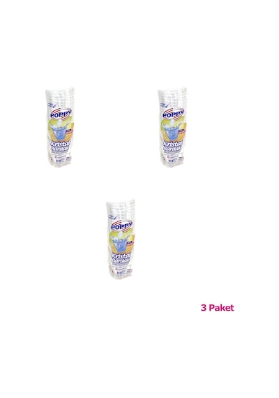 Poppy Şeffaf Plastik Kristal Bardak - 180 Cc. - 180 Ml. - 25 Adetlik 3 Paket