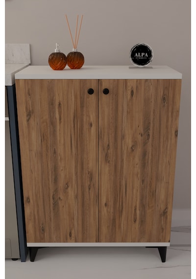Çok Amaçlı Banyo & Çamaşır Odası Dolabı, Ayarlanabilir Raflı, Kapaklı Modern Banyo Dolabı Beyaz - Atlantik Çam