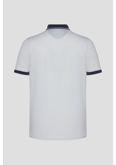 Fermuarlı Polo Yaka Erkek T-shirt Beyaz Beyaz