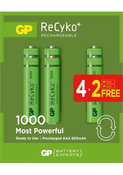 GP AAA 950 mAh Şarjlı İnce Kalem Pil 4+2'li Paket GP100AAAHCE4-2BB
