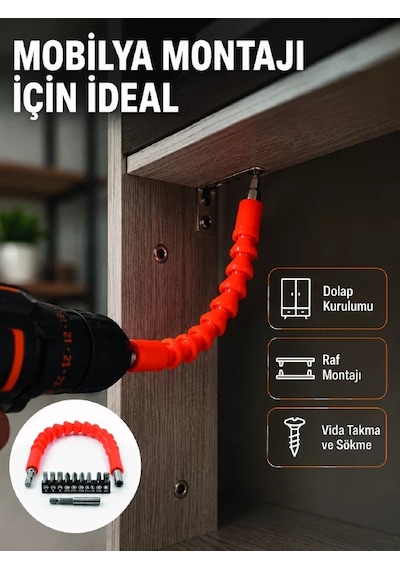 Northcity Profesyonel Esnek Tornavida Bits Uç Seti 12 Parça Manyetik Bit Adaptörlü - Kompakt Ve Pratik Çözüm