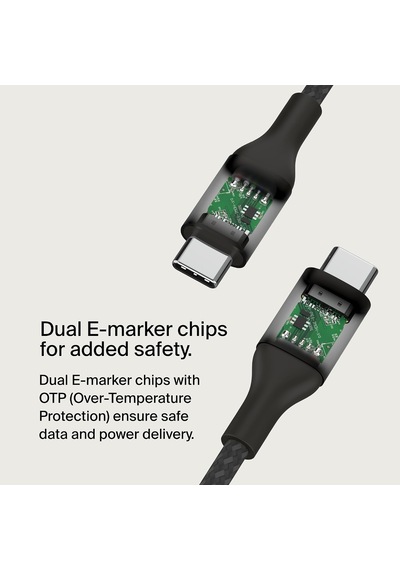 Boostcharge Usb-c - Usb-c Şarj Kablosu, Hızlı Şarj Kablosu, 240 W Power Delivery, Usb-ıf Sertifikalı, İphone 15, Macbook Pro, Chromebook, Samsung Galaxy, İpad İle Uyumlu, 1 M Siyah