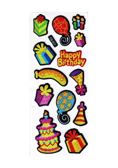 Sticker Kabartmalı Sticker Defter Planlayıcı Etiket Cb317 16x7 Cm- Happy Doğum Günü Süpriz Çok Renkli