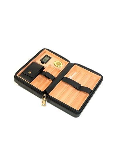 Cohiba Dahili Çakmak Siyah Deri Puro Taşıma Çantası & Seyahat Humidoru 71846080
