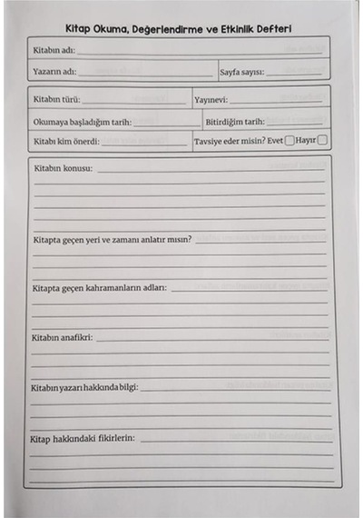 Kitap Okuma Değerlendirme Ve Etkinlik Defteri Özet Defteri 1 Adet Kitap Özet Defteri Kitap Okuma Değerlendirme Ve Etkinlik Defteri Özet Defteri 1 Adet Kitap Özet Defteri