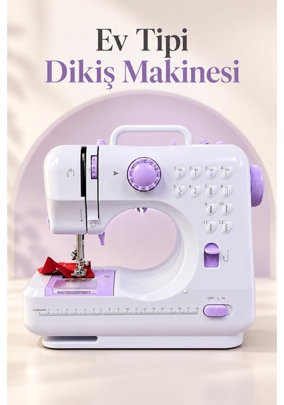 Ayak Pedallı Dikiş Makinesi Beyaz Lila Mini Tasarım