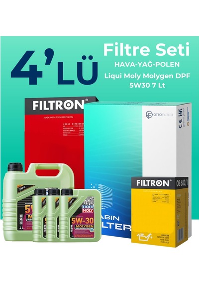 Filtron Ford Transit Custom 2.2 Dizel Filtre Bakım Seti Liqui Moly Motor Yağlı (2012-2019) 4 Lü -