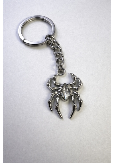 Gümüş Renk Metal Örümcek Figürlü Unisex Anahtarlık Kadın Erkek Aksesuar
