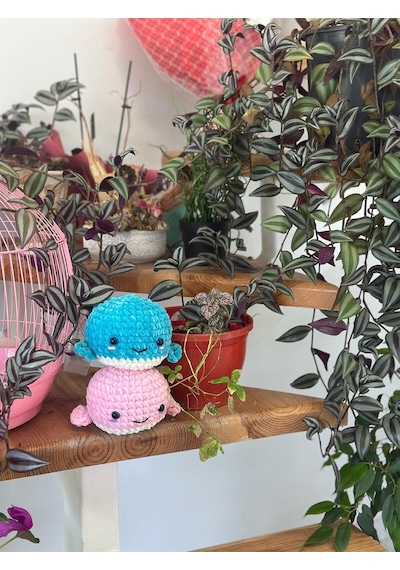 Amigurumi Kadife Mavi Yavru Balina Oyuncağı