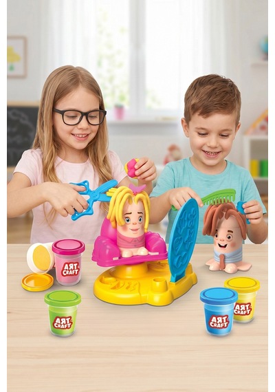 Art Craft Eğitici Kuaför Oyun Hamuru Seti Makas Ve Taraklı Yaratıcı Saç Tasarım Seti Çok Renkli
