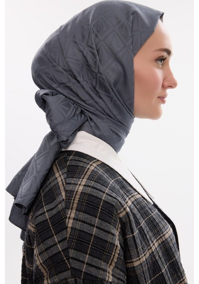 Mirsoy Scarf İpeksi Jakar Şal V Desen Antrasit