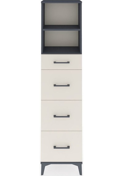 Arges Dolap 2 Raflı 4 Çekmeceli 44x30x182 Antrasit-aytaşı Antrasit
