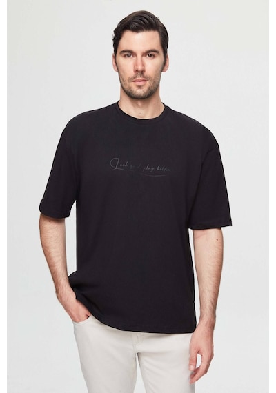 D's Damat Oversize Siyah Baskılı %100 Pamuk T-shirt 2EC14ORT05211 Siyah