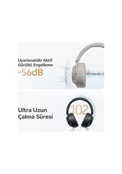 H3s 6.0 Bluetooth Kulaklık Anc Hi-res Ldac Çift Sürücülü Kulaklık 7 Mics. Yapay Zeka 102 Saat Dinle Siyah