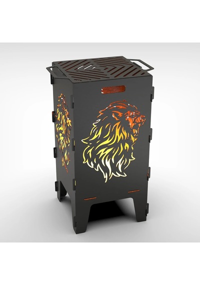 Aslan Desenli Dekoratif Mangal Portatif Ateş Çukuru