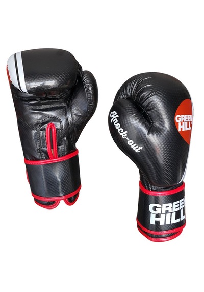 Green Hill Knock Out Carbon Deri Boks Ve Kick-boks Eldiveni Siyah