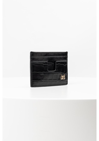 Bayderi Owpi Kroko Deri Minimal Unisex Kartlık Siyah