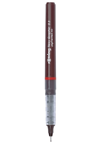 Rotring 1904753 Tikky Grafik Fiber Uçlu Kalem, Siyah Mürekkep, Kahverengi Gövde, 0.3 Mm