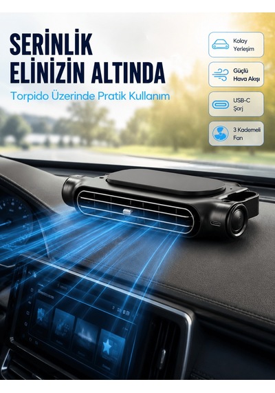 Araç Koltuk Başlığı Soğutucu Fan Usb Şarjlı 3 Kademeli Sessiz Boy Çok Renkli
