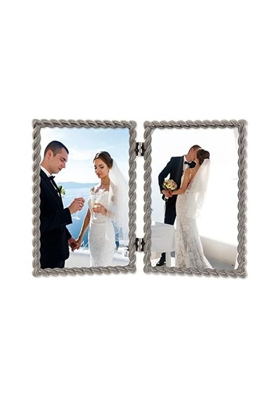 4x6 Menteşeli Çift Fırçalı Nikel Metal Resim Çerçevesi Halat Tasarımlı