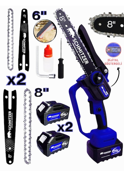 Schmıtzer Sch-2budama-m Pro Set 21v Çelik Şanzuman 2 Pala Ve Zincir Şarjlı Dal Ağaç Kesme Bağ Budama Makas Testere