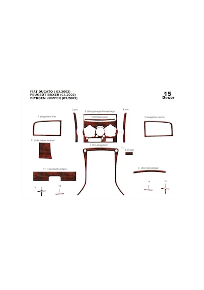 Fiat Ducato Jumper Boxer Torpido Kaplama 2002-2006 15 Parça Maun