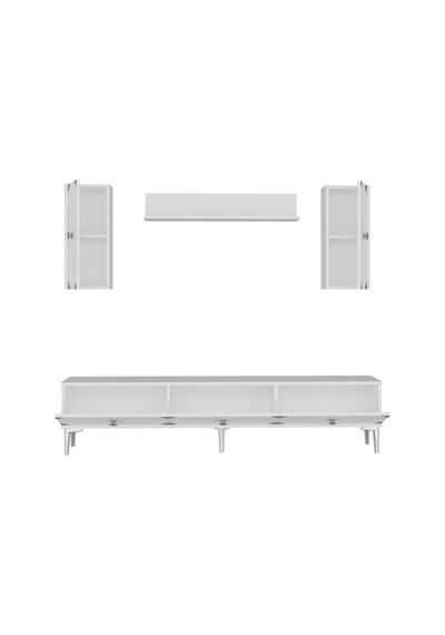 Tvr1897bs - Alfa Tvr180 Tv Ünitesi Takım , Tv Sehpası Beyaz - Sılver 180cm