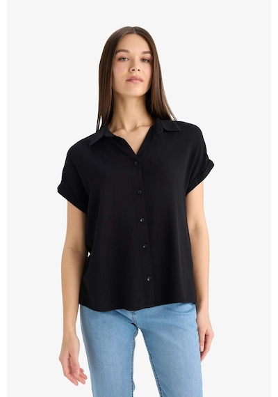 DeFacto Regular Fit Basic Düz Viskon Kısa Kollu Gömlek N7819AZ25SPBK27