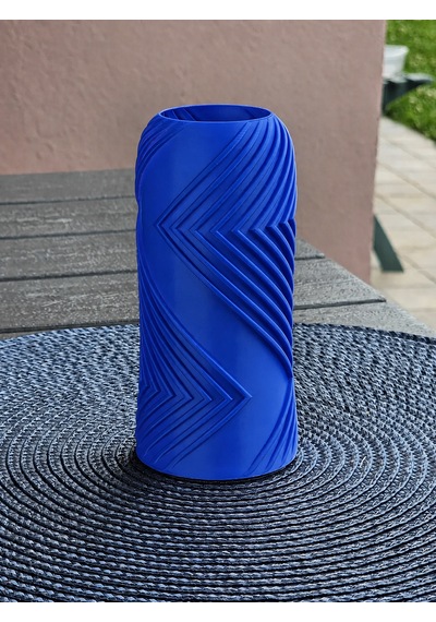 3d Baskı Vector Vazo - Geometrik Çizgili Dekoratif Vazo-mavi Çok Renkli