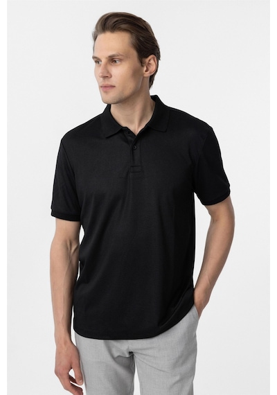 Süvari Siyah Regular Baskılı Polo Yaka Tişört Süvari Siyah Regular Baskılı Polo Yaka Tişört
