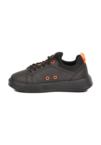 Walkway Siyah-turuncu Lastik Bağcıklı Comfort Rahat Tabanlı Erkek Çocuk Sneaker Balase F Siyah - Turuncu