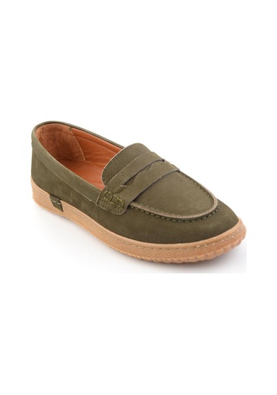 Bambi Yeşil Hakiki Deri Kadın Loafer Ayakkabı K01045050401