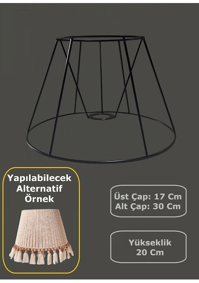 Konik Abajur Teli , İskeleti Siyah Statik Boyalı E27 30 Cm Metal