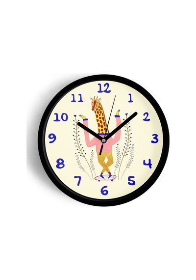 Sevimli Zürafa Çizimli Çocuk Odası Duvar Saati - 25cm - Önü Camlı Siyah Kasa - Sessiz Mekanizma-jh0964 Siyah