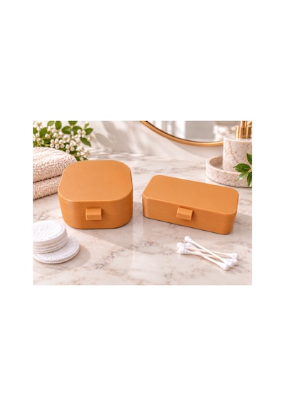 Kulak Çubuğu Ve Pamuk Seyahat Kabı 3d Baskı Taşınabilir Hijyenik Organizer Sütlü Kahve