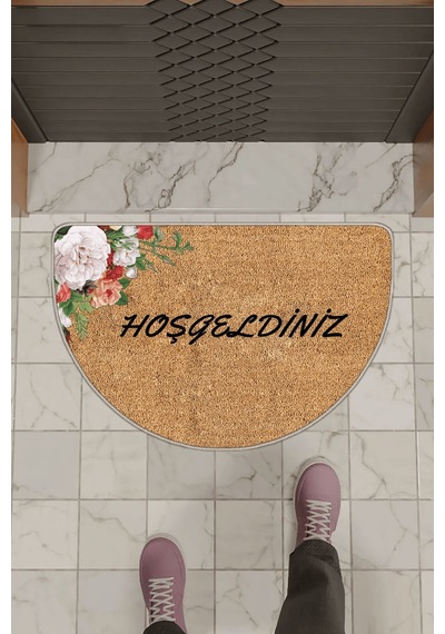 Bej Hoşgeldiniz Desenli Kapı Önü Paspası Kp36